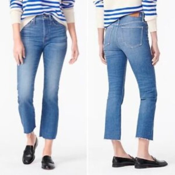 J. Crew Denim - J.Crew 9" Billie Demi Boot Crop Light Wash Petite Frayed Hem Stretch Jeans